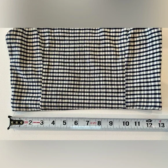 Lulu's Plaid White Navy Checkered Crop Top Cotton Blend Size Small - Picture 6 of 14